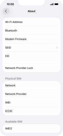 Your phone's EID number is displayed below EID.