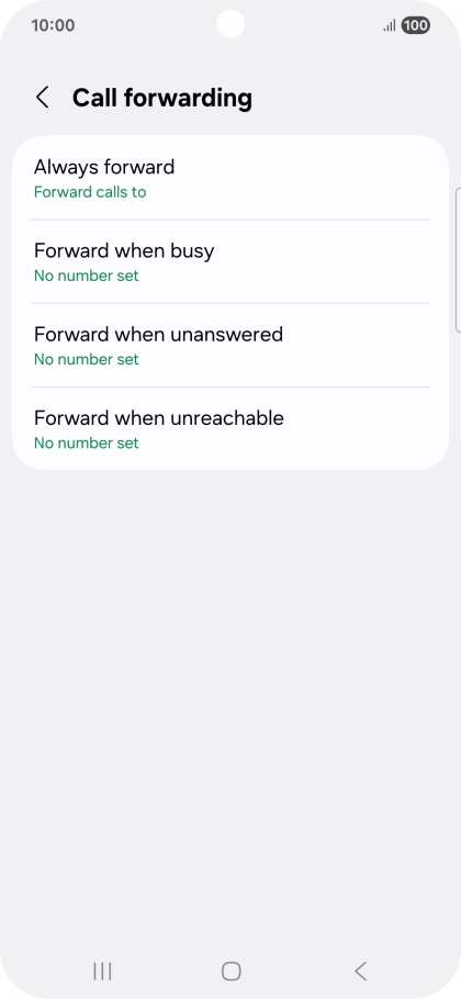 Press the required divert type.