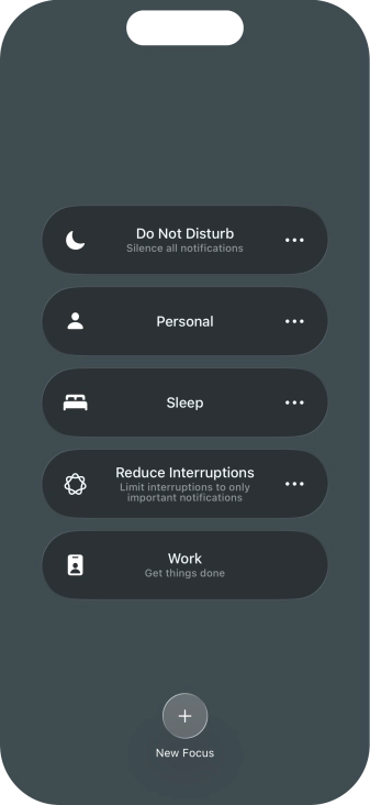 Press the required focus mode to activate or deactivate it immediately.
