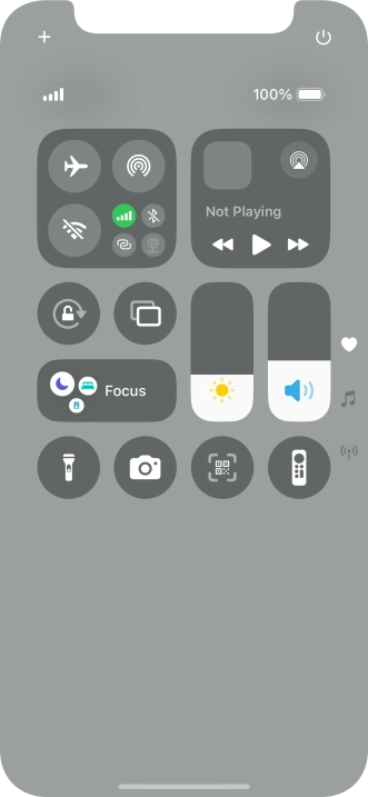 Slide your finger up or down on the screen to select the required Control Centre page.