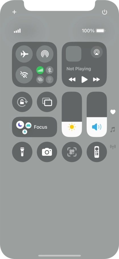 Slide your finger up or down on the screen to select the required Control Centre page.