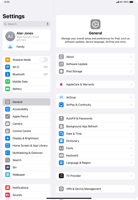 Press Mobile Data.