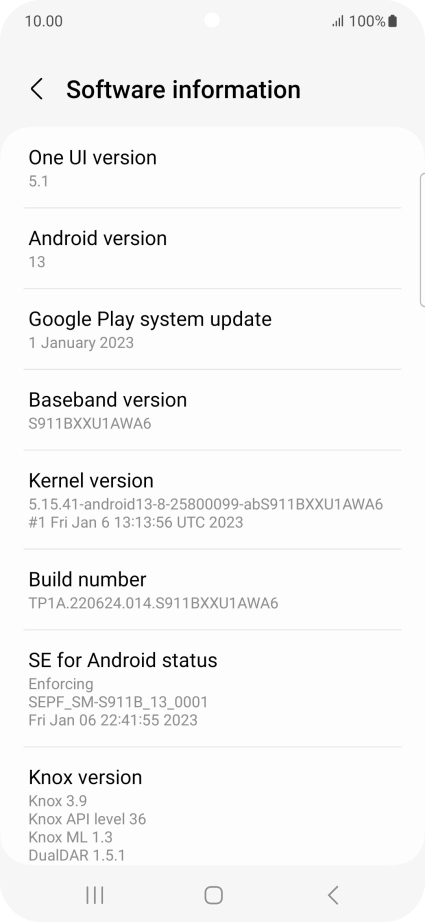 Your phone's software version is displayed below Android version. Your phone's software version is displayed below Android version.