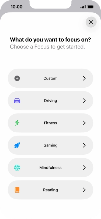 Press the required focus mode and follow the instructions on the screen to add the selected focus mode.