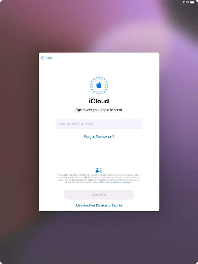 Press Email or Phone Number and key in the username for your Apple ID.