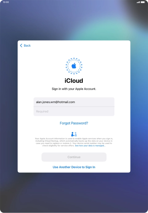 Press Required and key in the password for your Apple ID.