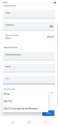 Press the required setting.