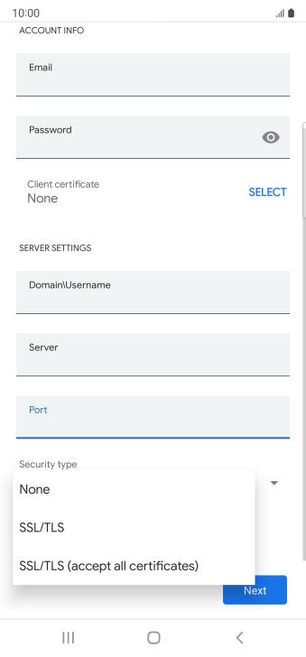 Press the required setting.
