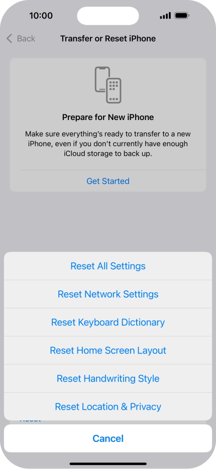 Press Reset Network Settings.