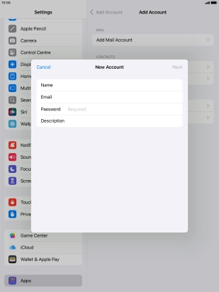 Press Password and key in the password for your email account. Press Password and key in the password for your email account.