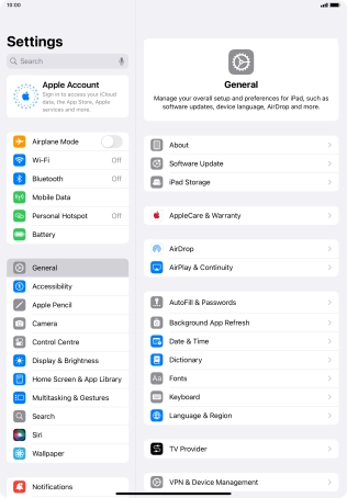 Press Apple Account. Press Apple Account.