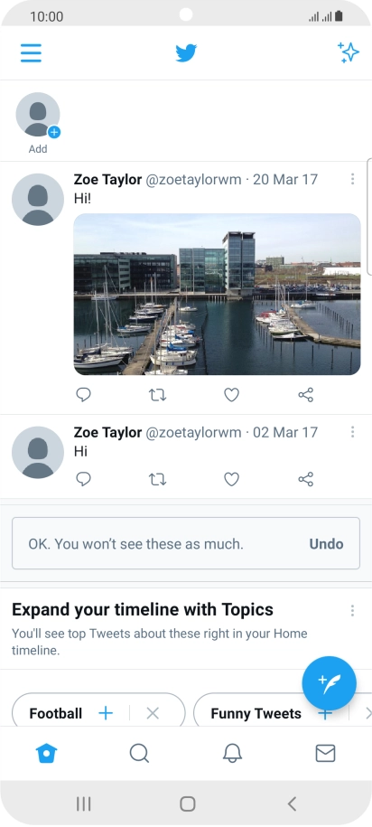 Press the new tweet icon. Press the new tweet icon.