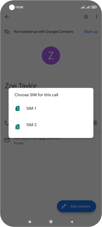Press the required SIM. Press the required SIM.