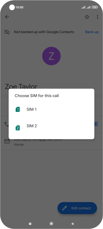 Press the required SIM. Press the required SIM.