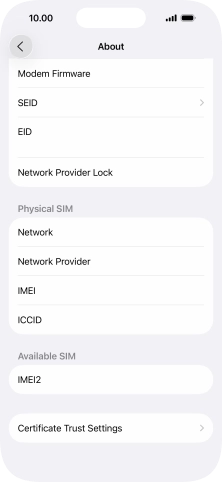 Your phone's EID number is displayed below EID.