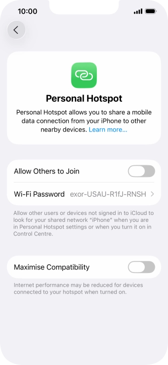 Press Wi-Fi Password and key in the required password.