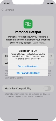 If Wi-Fi is turned on, press Wi-Fi and USB Only.