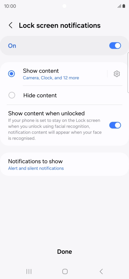 Press the required settings to turn them on or off. Press the required settings to turn them on or off.