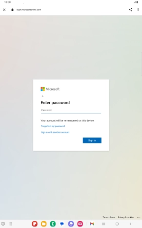 Press Password and key in the password for your email account.