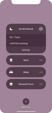 Press the required setting to activate the selected focus mode for a specified period of time or until you leave your current location.