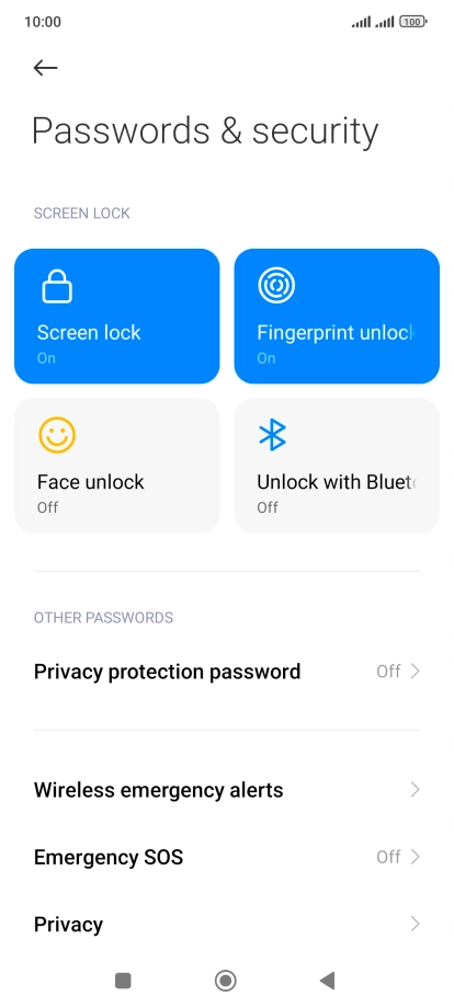 Press Screen lock.