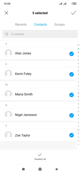 Press the confirm icon.