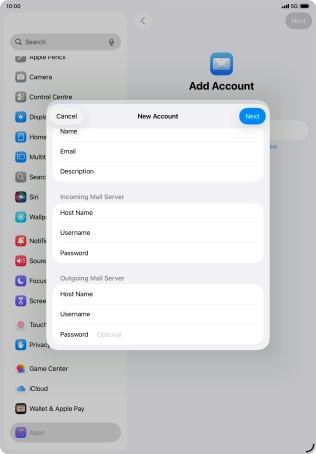 Press Password and key in the password for your email account.