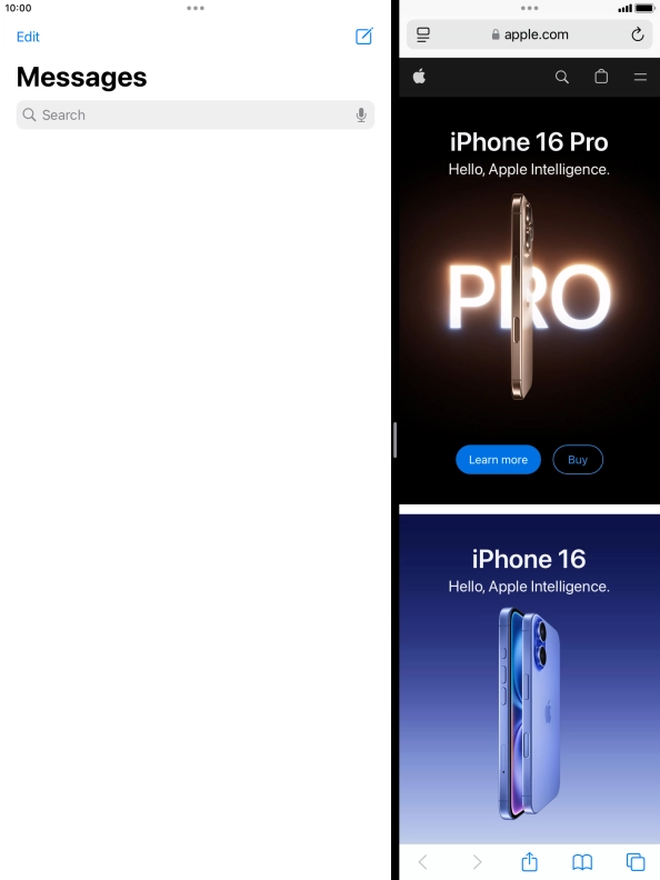 The applications are now displayed on a split screen.