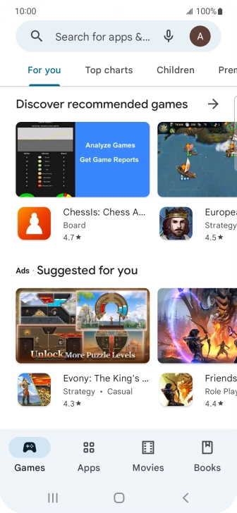 Press the search field.