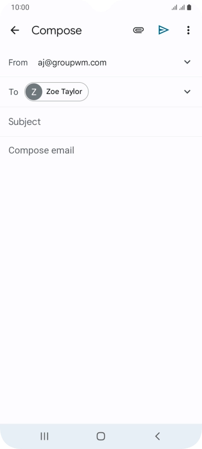 Press Subject and key in the subject for the email message.
