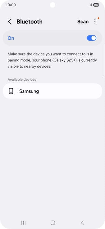 Press the required Bluetooth device and follow the instructions on the screen to pair the device with your phone. Press the required Bluetooth device and follow the instructions on the screen to pair the device with your phone.