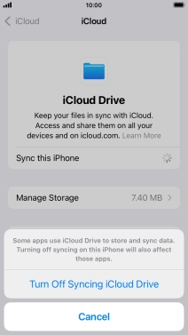 If you turn off the function, press Turn Off Syncing iCloud Drive. If you turn off the function, press Turn Off Syncing iCloud Drive.