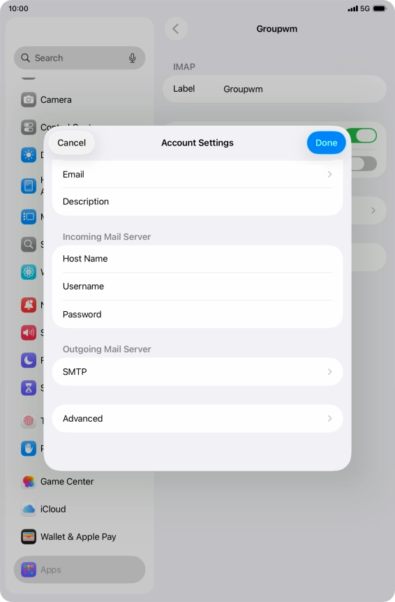 Press SMTP.