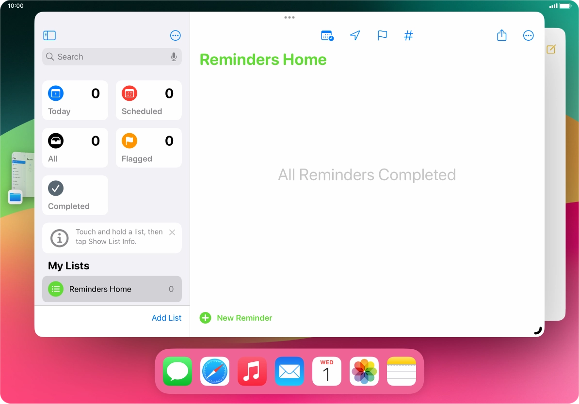 Press the required application in Dock and drag it to the required location on the screen. Press the required application in Dock and drag it to the required location on the screen.