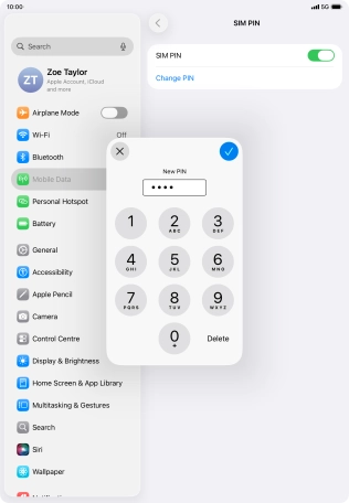 Key in a new four-digit PIN and press the confirm icon.