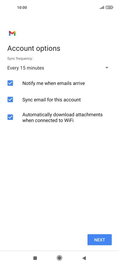 If this screen is displayed, you email account has been recognised and set up automatically. Follow the instructions on the screen to key in more information and finish setting up your phone.