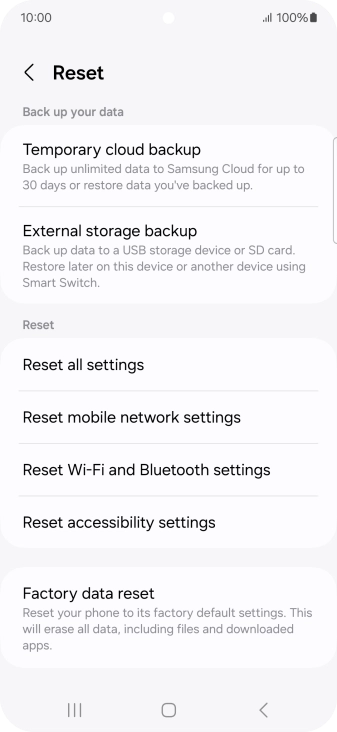 Press Factory data reset. Press Factory data reset.