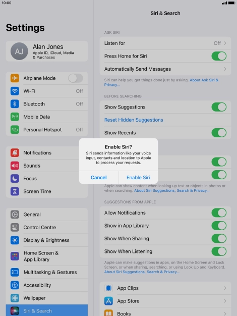 Press Enable Siri.
