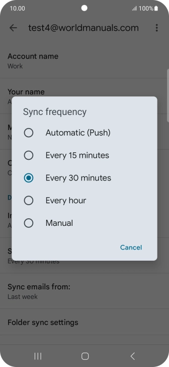 Press the required setting. Press the required setting.