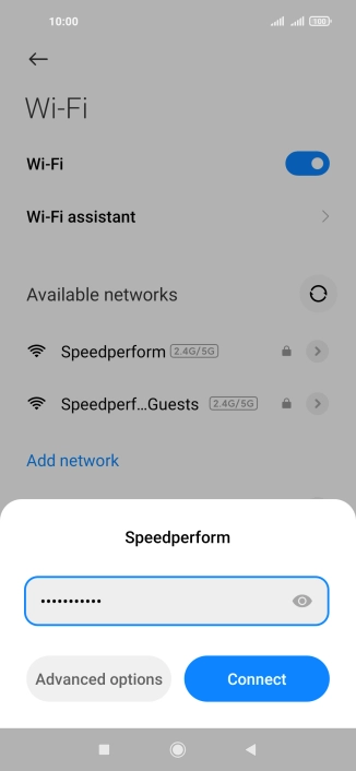 Key in the password for the Wi-Fi network and press Connect. Key in the password for the Wi-Fi network and press Connect.