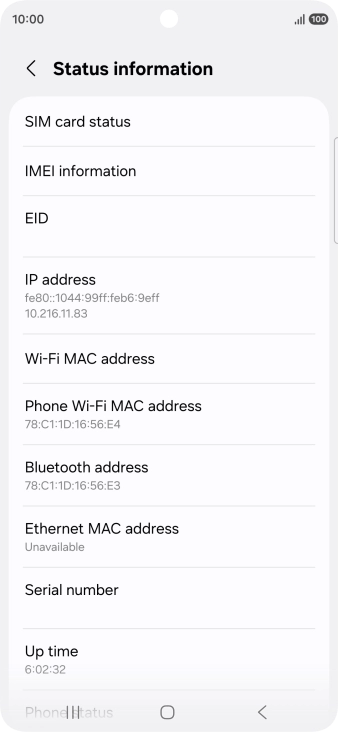 Your phone's EID number is displayed below EID. Your phone's EID number is displayed below EID.