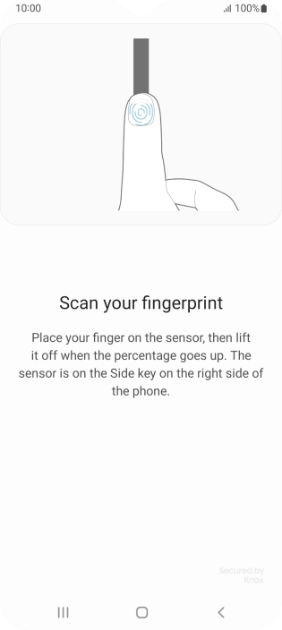 Follow the instructions on the screen to create the phone lock code using your fingerprint.