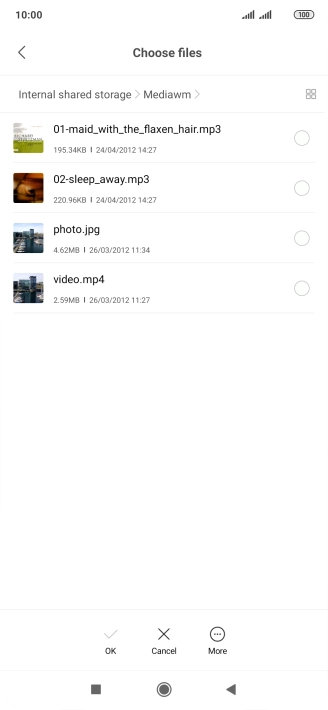 Press the required file. Press the required file.