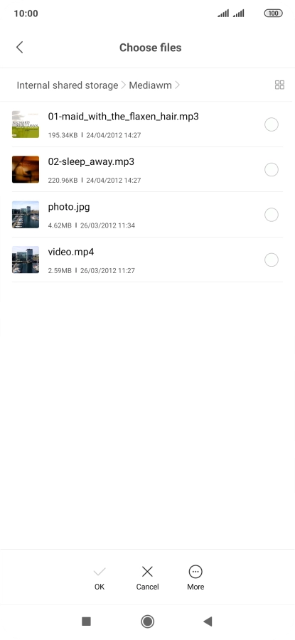 Press the required file. Press the required file.