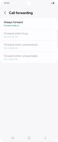 Press the required divert type. Press the required divert type.
