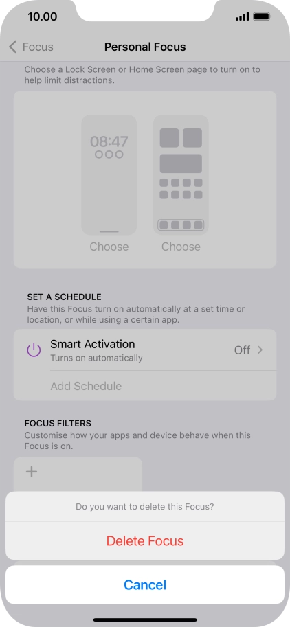 Press Delete Focus.