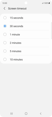 Press the required setting.