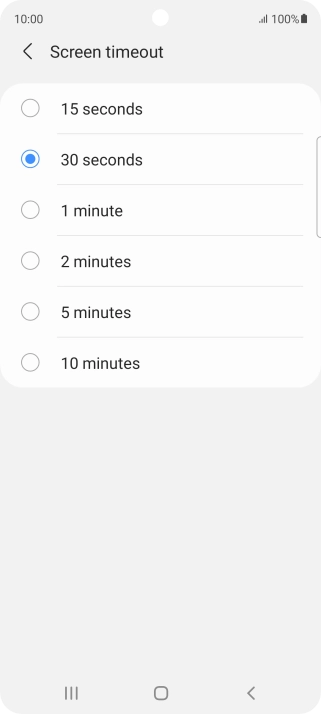 Press the required setting.