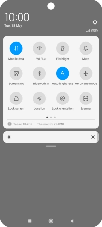 Press the flight mode icon to turn the function on or off.