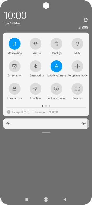 Press the flight mode icon to turn the function on or off.